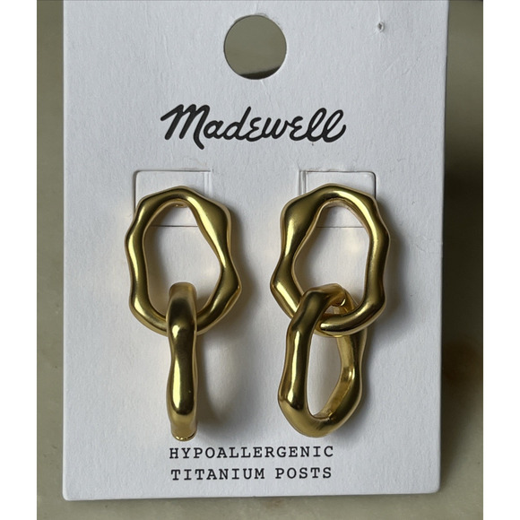 Madewell Molten Link Hoops in Vintage Gold Drop Hoop Statement Organic Chunky